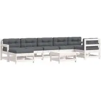 vidaXL 8-tlg. Garten-Lounge-Set mit Kissen Weiß Massivholz