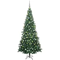 vidaXL Kunstkerstbaum mit Licht und Bällen, 240 cm, grün