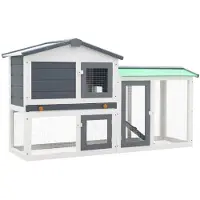 vidaXL Großer Kaninchenstall Grau und Weiß 145x45x84 cm Holz