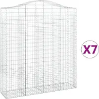 vidaXL Gabionen mit Hochbogen 7 Stk. 200x50x220/240cm Verzinktes Eisen