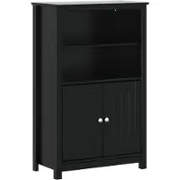 vidaXL Badschrank BERG Schwarz 69,5x34x110 cm Massivholz Kiefer