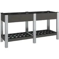 vidaXL Garten-Hochbeet mit Ablage Grau 175x50x75 cm WPC