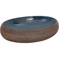 vidaXL Aufsatzwaschbecken Braun und Blau Oval 59x40x15 cm Keramik