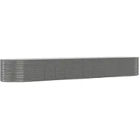 vidaXL Hochbeet Grau 554x100x68 cm Pulverbeschichteter Stahl