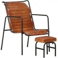 vidaXL Relaxsessel mit Fußhocker Braun Echtleder