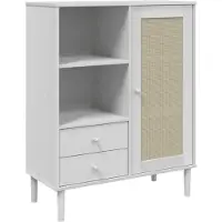 vidaXL Highboard SENJA Rattan-Optik Weiß 90x40x112 cm Kiefernholz