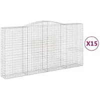 vidaXL Gabionen mit Hochbogen 15Stk. 400x50x200/220cm Verzinktes Eisen