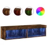vidaXL TV-Schränke mit LED-Leuchten 2 Stk. Räuchereiche 60x30x30 cm