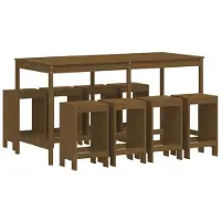 vidaXL 9-tlg. Gartenbar-Set Honigbraun Massivholz Kiefer