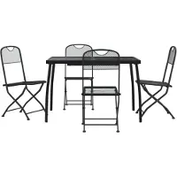 DKD Home Decor 5-tlg. Garten-Essgruppe Anthrazit Streckgitter