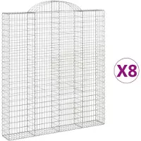vidaXL Gabionen mit Hochbogen 8 Stk. 200x30x220/240cm Verzinktes Eisen