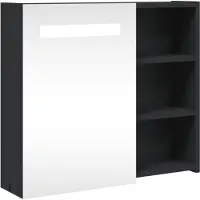 vidaXL Spiegelschrank mit LED-Beleuchtung Schwarz 60x13x52 cm