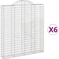 vidaXL Gabionen mit Hochbogen 6 Stk. 200x30x220/240cm Verzinktes Eisen