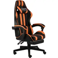 vidaXL Gaming-Stuhl mit Fußstütze Schwarz und Orange Kunstleder