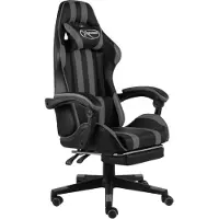 vidaXL Gaming-Stuhl mit Fußstütze Schwarz und Grau Kunstleder