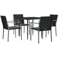 vidaXL 5-tlg. Garten-Essgruppe mit Kissen Poly Rattan und Stahl