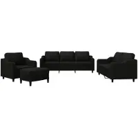 vidaXL 4-tlg. Sofagarnitur mit Kissen Schwarz Stoff
