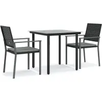 vidaXL 3-tlg. Garten-Essgruppe mit Kissen Poly Rattan und Stahl