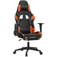 vidaXL Gaming-Stuhl mit Massage & Fußstütze Schwarz Orange Kunstleder