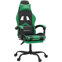 vidaXL Gaming-Stuhl mit Fußstütze Schwarz und Grün Kunstleder