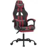 vidaXL Gaming-Stuhl mit Fußstütze Schwarz und Weinrot Kunstleder