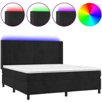 vidaXL Boxspringbett mit Matratze & LED Schwarz 180x200 cm Samt