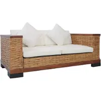 vidaXL 2-Sitzer-Sofa mit Auflagen Braun Natur Rattan