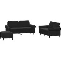 vidaXL 3-tlg. Sofagarnitur mit Kissen Schwarz Samt