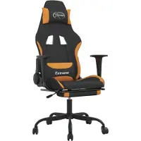 vidaXL Gaming-Stuhl mit Massage & Fußstütze Schwarz und Orange Stoff