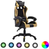 vidaXL Gaming-Stuhl mit RGB LED-Leuchten Gold und Schwarz Kunstleder