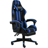 vidaXL Gaming-Stuhl mit Fußstütze Schwarz und Blau Kunstleder