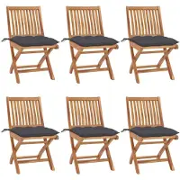 vidaXL Klappstühle mit Kissen, 6-teilig, Massivholz Teakholz