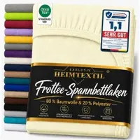 EXKLUSIV HEIMTEXTIL Frottee Spannbettlaken Rundumgummizug Marke 120 x 200 cm Naturweiss 80% Baumwolle 20% Polyester Öko - Tex Zertifiziert Bed-Sheet