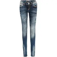 Cipo & Baxx WD256 Damen Slim-Fit-Jeans mit bestickten Taschen in