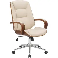 CLP Bürostuhl Yankton Kunstleder höhenverstellbar und drehbar | Farbe walnuss/creme