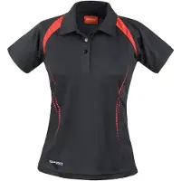 Result SPIRO S177F | Damen Team Spirit sports Poloshirt +Atmungsaktiv - Farbe: Black/Red - Größe: S (36)