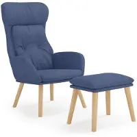 vidaXL Relaxsessel mit Hocker Blau Stoff