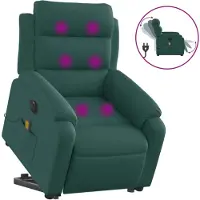 vidaXL Elektrischer Massagesessel mit Aufstehhilfe Dunkelgrün Stoff