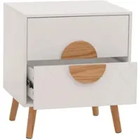 Décoshop26 - Nachttisch mit Chevron-Muster und 2 Schubladen 55 x 48 x 40 cm weißes MDF 04_0009790 04_0009790