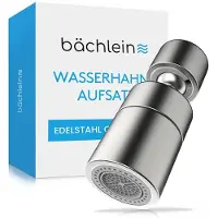 Bächlein Wasserhahn-Aufsatz in Edelstahl gebürstet - gerade mit zwei Strahlarten - drehbarer Wasserhahn-Luftsprudler für Küchenarmaturen