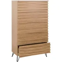 Décoshop26 - Hohe Kommode mit 5 Schubladen aus Mangoholz und Metall 3D-Design 145 x 80 x 44 cm 04_0006528 04_0006528