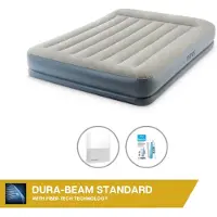 OEM Luftmatratze - 2er - 152 x 203 x 30 cm - Grau - Mit Pumpe - Bettwäsche und Reparaturset