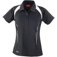 Result SPIRO S177F | Damen Team Spirit sports Poloshirt +Atmungsaktiv - Farbe: Black/White - Größe: M (38)