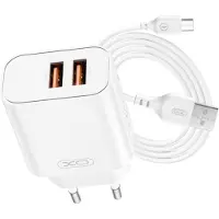 XO , Dual-Port USB-A Netzladegert 12W und Universelles Micro-USB Kabel, Wei