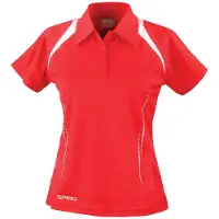 Result SPIRO S177F | Damen Team Spirit sports Poloshirt +Atmungsaktiv - Farbe: Red/White - Größe: M (38)