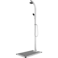 vidaXL Gartendusche mit Grauer Bodenplatte 220 cm Aluminium
