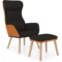 vidaXL Relaxsessel mit Hocker Schwarz Kunstleder & Stoff
