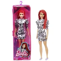 Barbie Fashionistas Puppe (rothaarig) im gemusterten Puff-Ärmel Kleid
