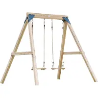 Axi Yuna Doppelschaukel in Braun aus FSC Holz | Schaukel mit Gestell für 2 Kinder | Kinderschaukel / Schaukelgerüst für den Garten