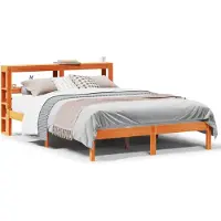 vidaXL Bettgestell mit Kopfteil ohne Matratze Wachsbraun 120x190 cm